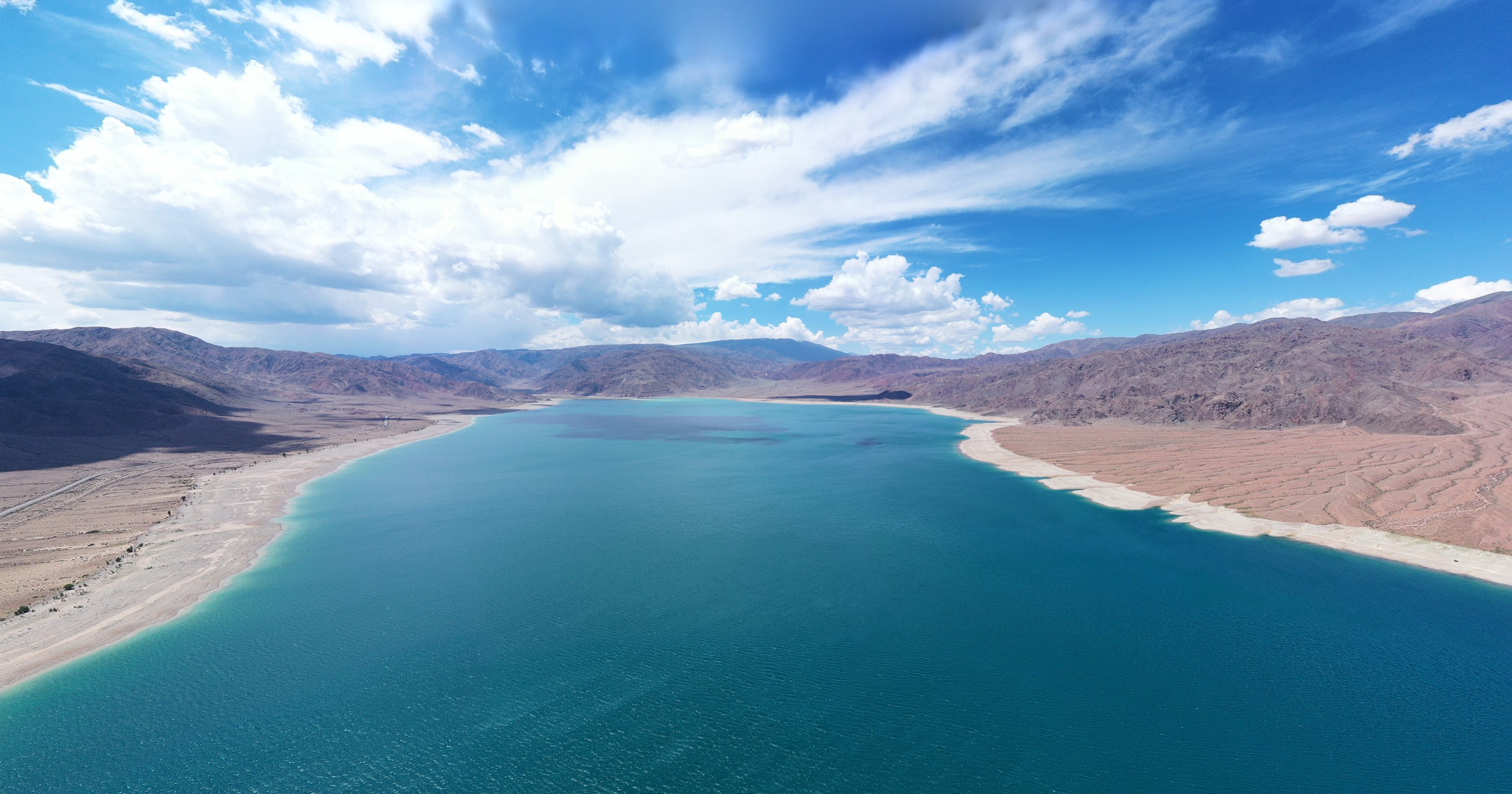 Panorama of Orto Tokoy Reservoir, Kyrgyzstan.